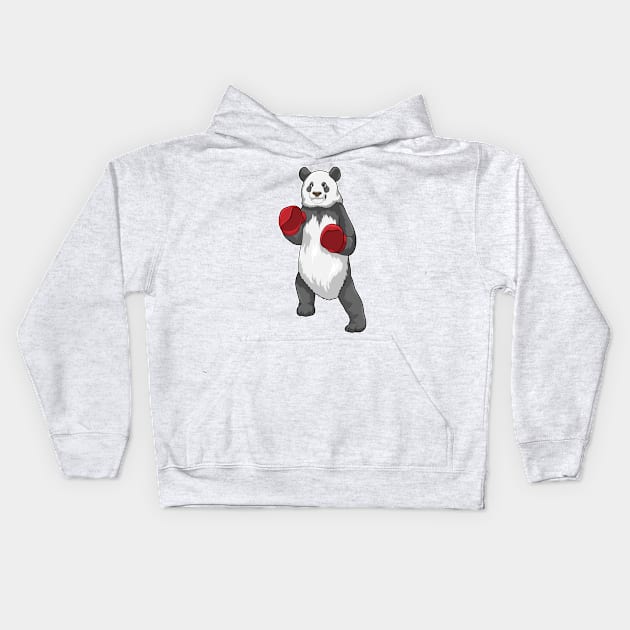 Panda as Boxer with Boxing gloves Kids Hoodie by Markus Schnabel